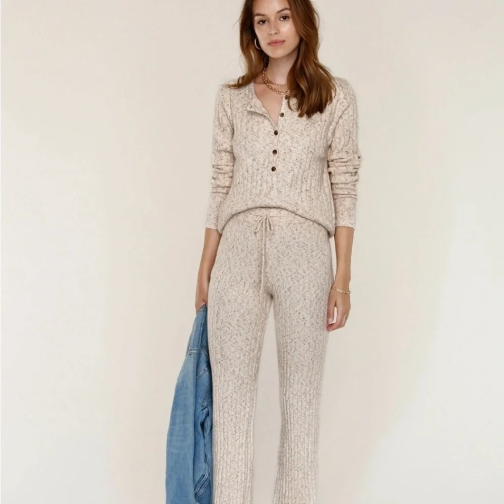NWT Heartloom Speckled Knit Pants oatmeal SZ L - Picture 1 of 15